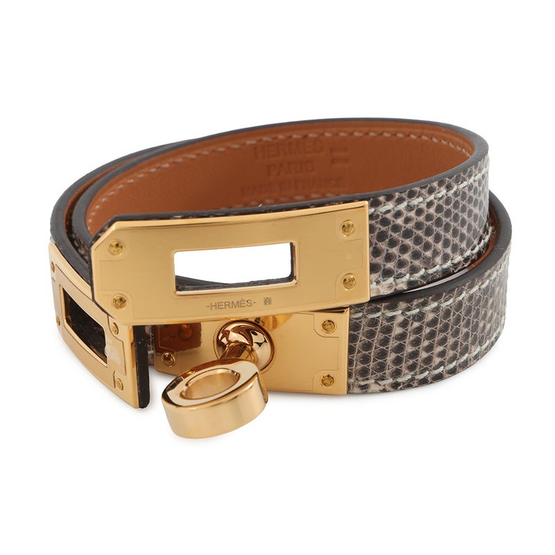 エルメス ブレスレット ケリー ドゥブルトゥール オンブレ/ゴールド金具 リザード K刻印