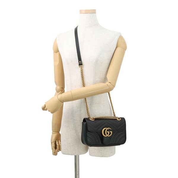 グッチ チェーンショルダーバッグ GGマーモント シェブロン キルティング レザー スモール 446744 GUCCI バッグ 黒