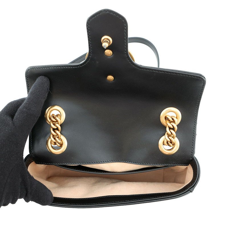 グッチ チェーンショルダーバッグ GGマーモント シェブロン キルティング レザー スモール 446744 GUCCI バッグ 黒