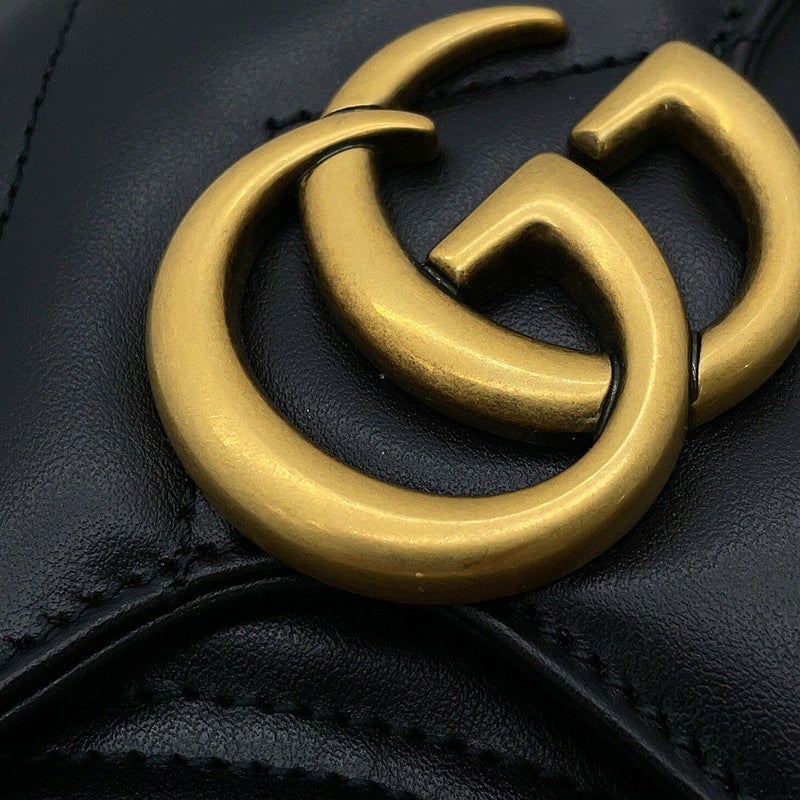グッチ チェーンショルダーバッグ GGマーモント シェブロン キルティング レザー スモール 446744 GUCCI バッグ 黒