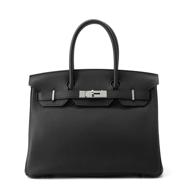エルメス バーキン30 ブラック/シルバー金具 トゴ U刻印 HERMES Birkin ハンドバッグ 黒