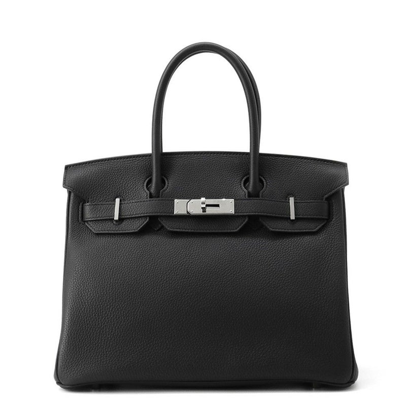 エルメス バーキン30 ブラック/シルバー金具 トゴ U刻印 HERMES Birkin ハンドバッグ 黒