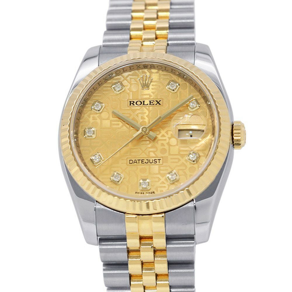 ロレックス デイトジャスト M番 SS/K18YG 116233G ROLEX 腕時計 シャンパン/コンピューター文字盤 10Pダイヤ ロレックス デイトジャスト M番 SS/K18YG 116233G ROLEX 腕時計