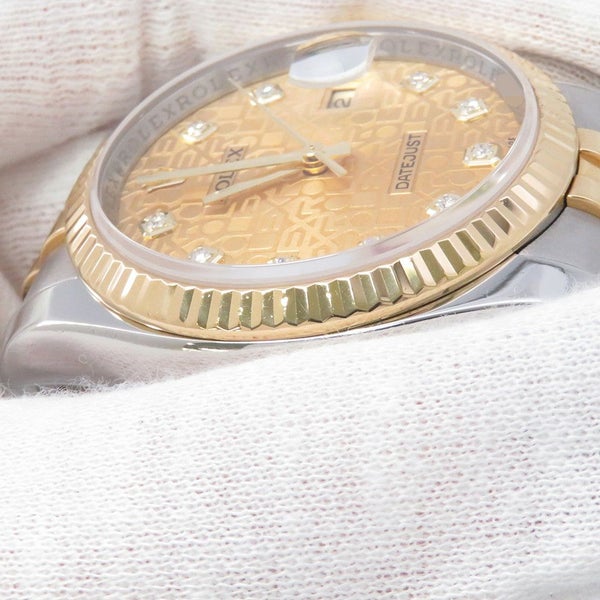 ロレックス デイトジャスト M番 SS/K18YG 116233G ROLEX 腕時計 シャンパンコンピューター文字盤 10Pダイヤ
