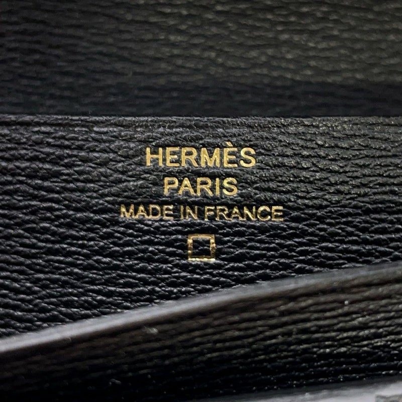 エルメス 長財布 ベアンスフレ ブラック/ゴールド金具 アリゲーターシャイン K刻印 財布 黒