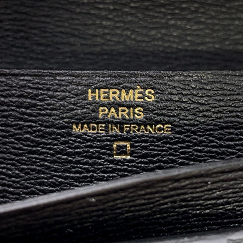 エルメス 長財布 ベアンスフレ ブラック/ゴールド金具 アリゲーターシャイン K刻印 財布 黒