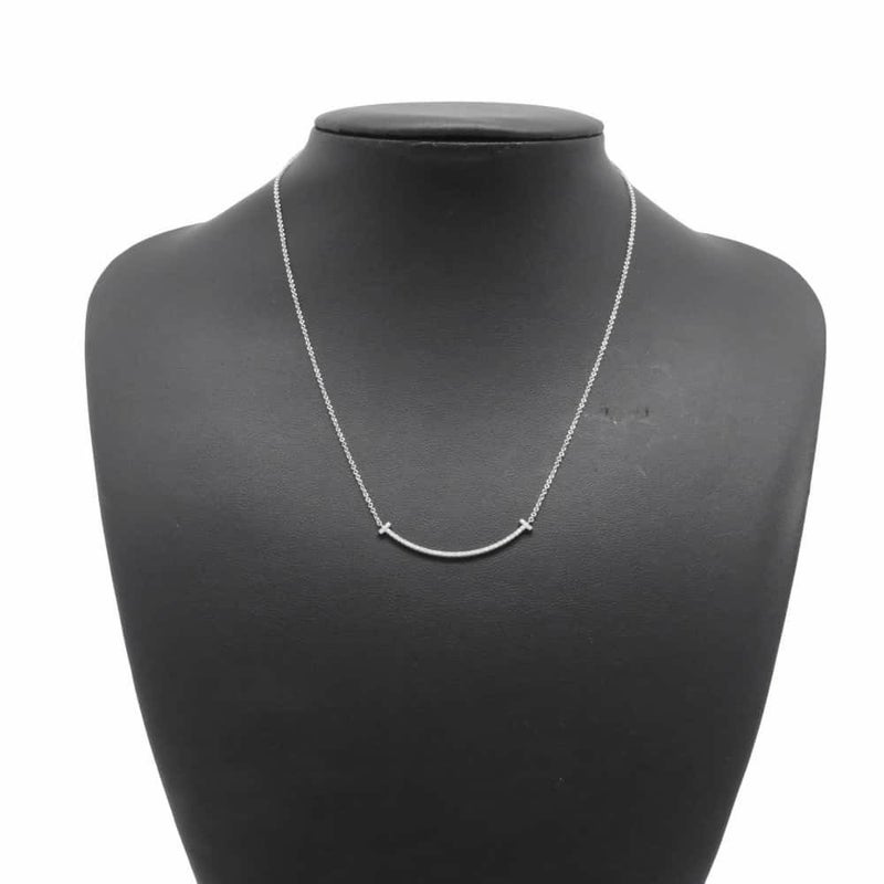 ティファニー ネックレス Tスマイル ペンダント スモール ダイヤ計0.10ct K18WGホワイトゴールド 63058793