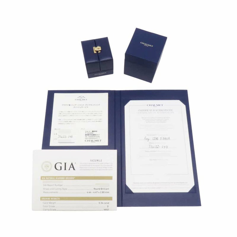 ショーメ リング リアン ダムール ダイヤモンド 0.34ct Pt950 リングサイズ48 J3LGZZ 指輪 ジュエリー GIA鑑定書付き