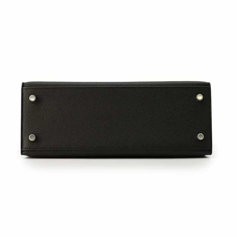 エルメス ハンドバッグ ケリー25 外縫い ブラック/シルバー金具 エプソン W刻印 2wayショルダー 黒