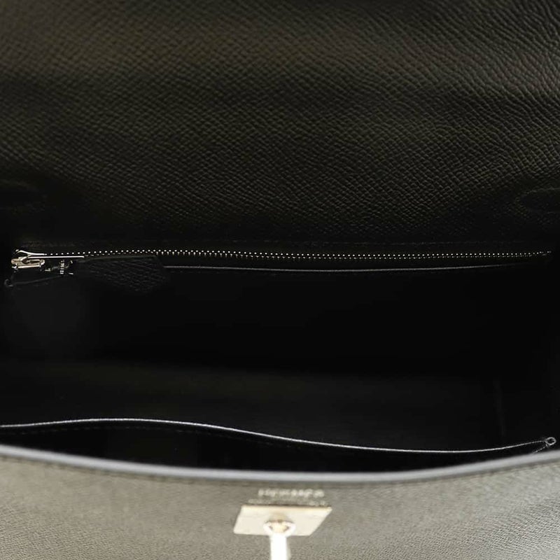 エルメス ハンドバッグ ケリー25 外縫い ブラック/シルバー金具 エプソン W刻印 2wayショルダー 黒