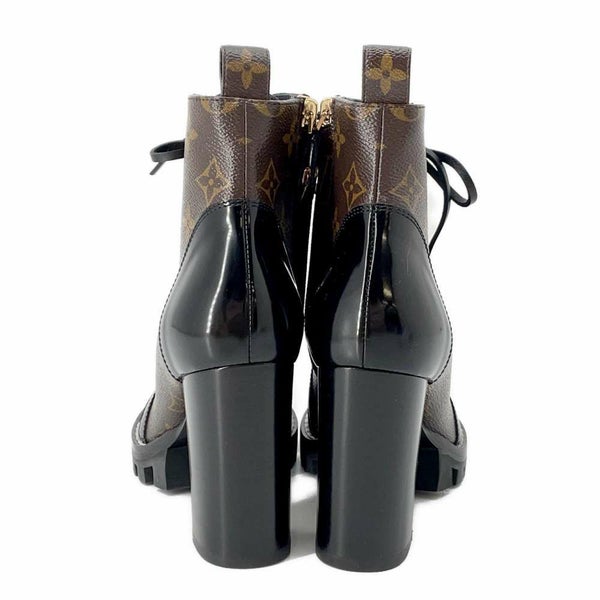 ルイヴィトン スタートレイル ラインアンクルブーツ パテントモノグラム・キャンバス カーフレザー レディースサイズ36 1A2Y7W 黒