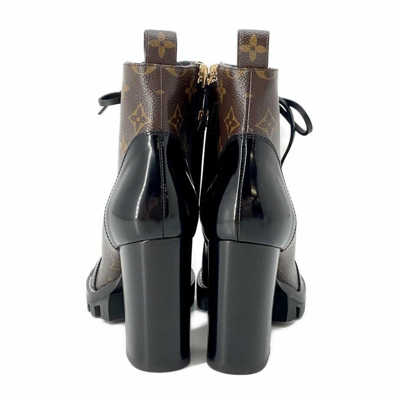 ルイヴィトン スタートレイル ラインアンクルブーツ パテントモノグラム・キャンバス カーフレザー レディースサイズ36 1A2Y7W 黒