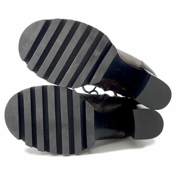 ルイヴィトン スタートレイル ラインアンクルブーツ パテントモノグラム・キャンバス カーフレザー レディースサイズ36 1A2Y7W 黒