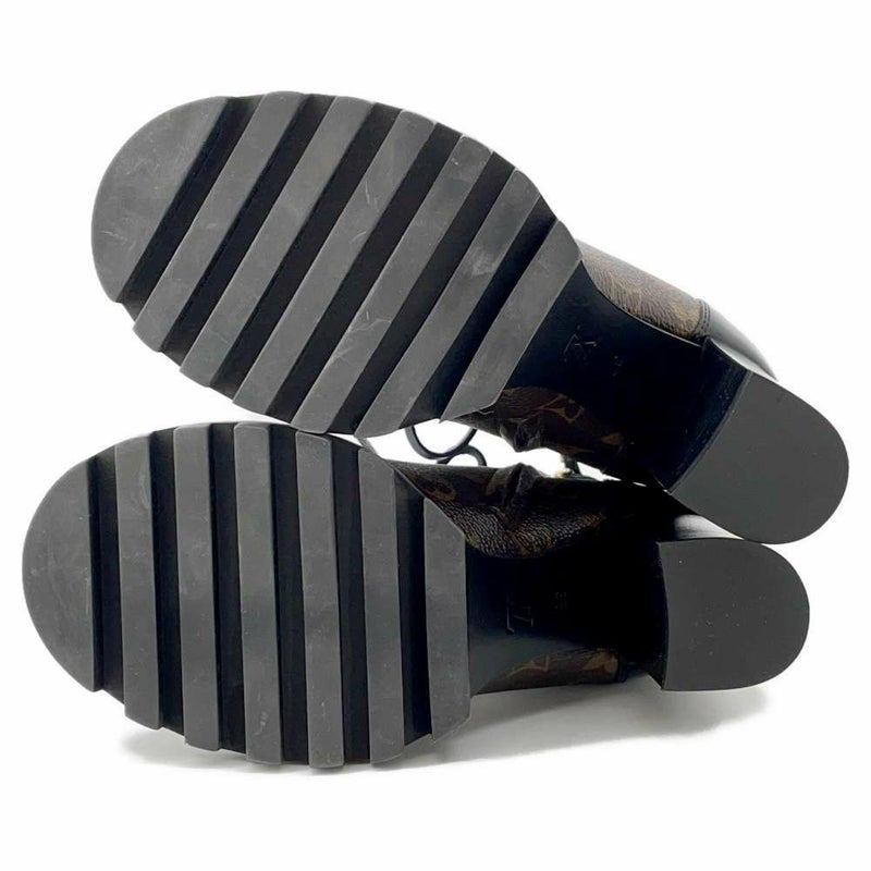 ルイヴィトン スタートレイル ラインアンクルブーツ パテントモノグラム・キャンバス カーフレザー レディースサイズ36 1A2Y7W 黒