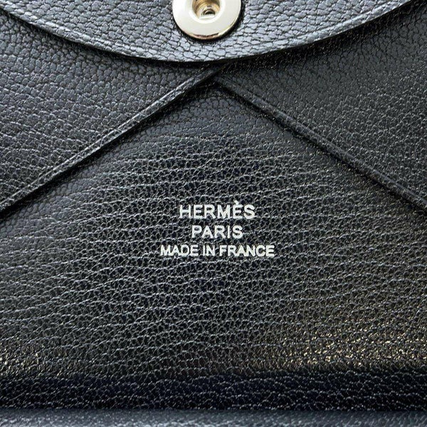 エルメス コインケース カルヴィ デュオ ブラック/シルバー金具 シェブルシャムキラ B刻印 黒