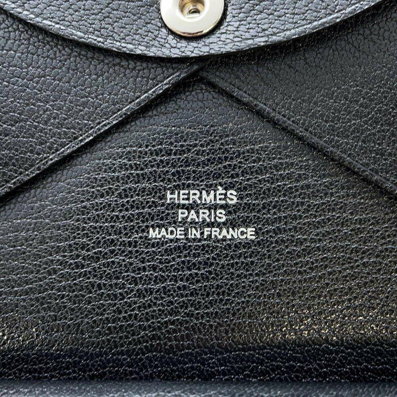 エルメス コインケース カルヴィ デュオ ブラック/シルバー金具 シェブルシャムキラ B刻印 黒