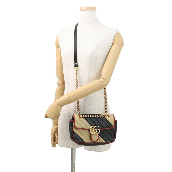 グッチ チェーンショルダーバッグ GGマーモント キルティング レザー スモール 446744 GUCCI バッグ 2way ミニバッグ