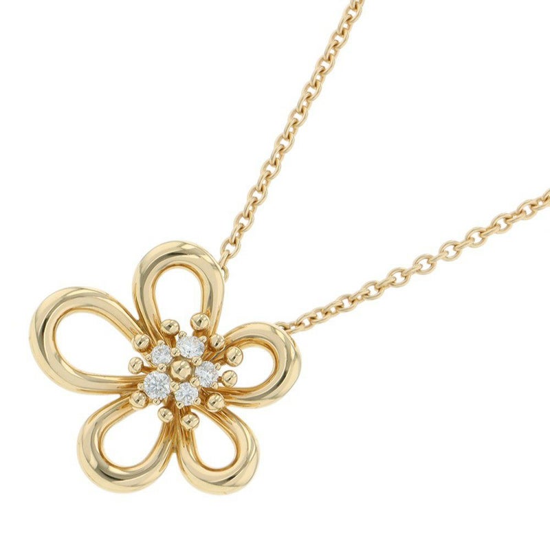 ヴァンクリーフ&アーペル ネックレス フラワー レース ペンダント ダイヤモンド 5P 計0.25ct K18YGイエローゴールド VCARPME200