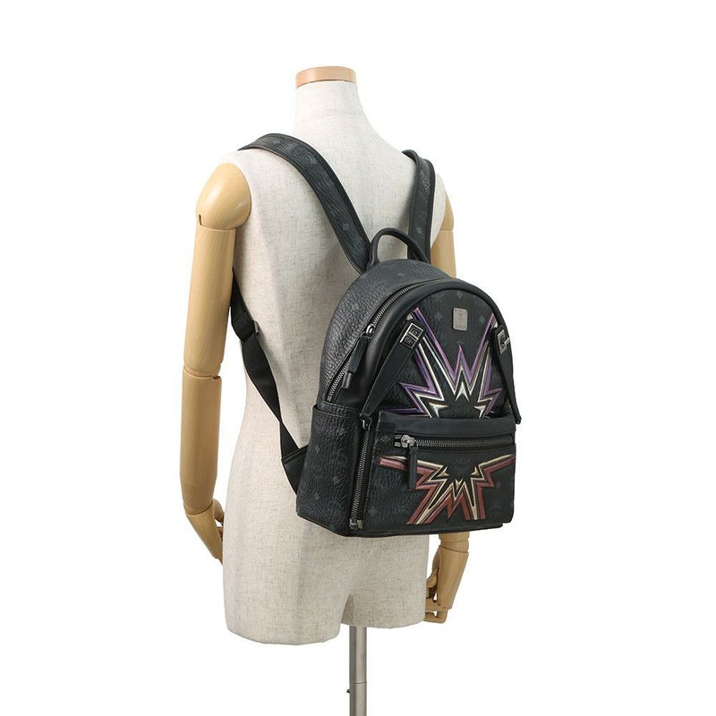 エムシーエム リュックサック オーロラデザイン レザー MMK75VE45BK001 MCM バッグパック バッグ 黒