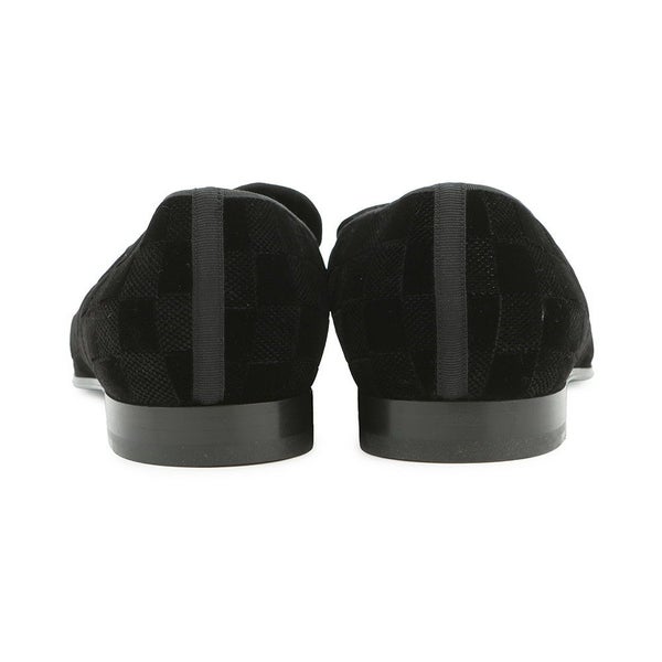 ルイヴィトン ローファー オートゥイユライン・ダミエ 刺繍ロゴ メンズサイズ8L LOUIS VUITTON 靴 黒 ブラック セール品