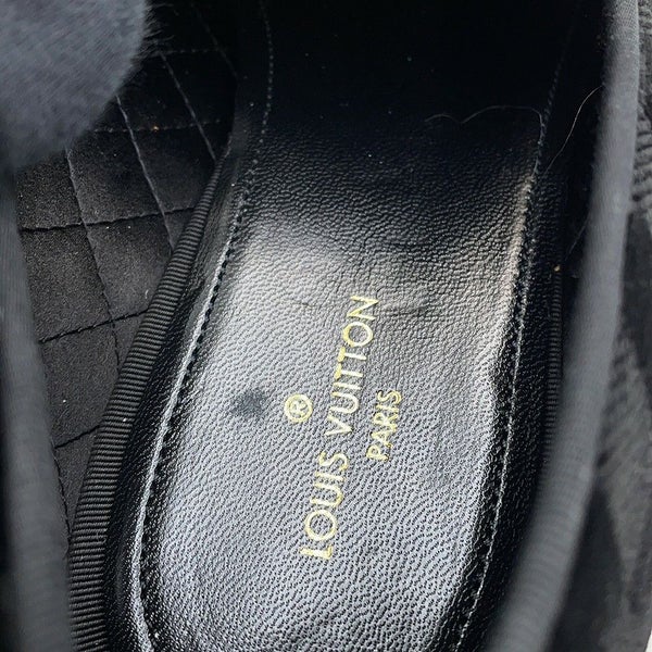 ルイヴィトン ローファー オートゥイユライン・ダミエ 刺繍ロゴ メンズサイズ8L LOUIS VUITTON 靴 黒 ブラック セール品