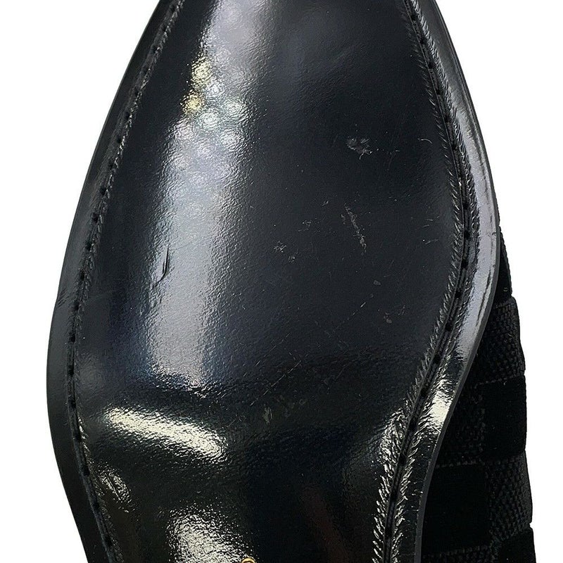 ルイヴィトン ローファー オートゥイユライン・ダミエ 刺繍ロゴ メンズサイズ8L LOUIS VUITTON 靴 黒 ブラック セール品