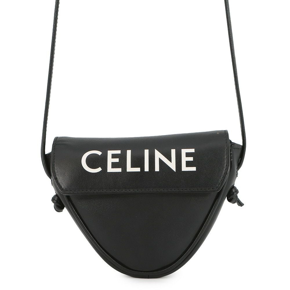 セリーヌ ショルダーバッグ ミニ トライアングル ロゴ レザー 10I193DMO CELINE ポシェット 黒 セリーヌ ショルダーバッグ ミニ トライアングル ロゴ レザー