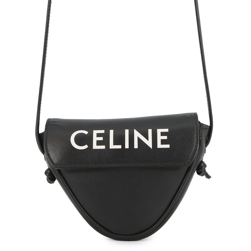 セリーヌ ショルダーバッグ ミニ トライアングル ロゴ レザー 10I193DMO CELINE ポシェット 黒