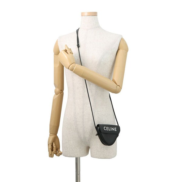 セリーヌ ショルダーバッグ ミニ トライアングル ロゴ レザー 10I193DMO CELINE ポシェット 黒