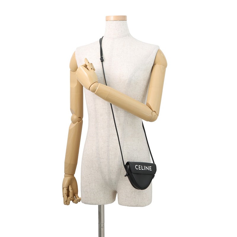 セリーヌ ショルダーバッグ ミニ トライアングル ロゴ レザー 10I193DMO CELINE ポシェット 黒