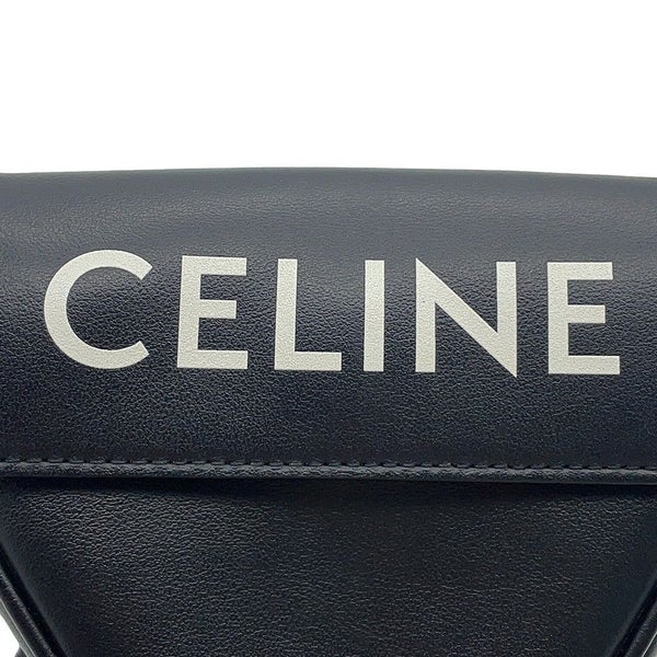セリーヌ ショルダーバッグ ミニ トライアングル ロゴ レザー 10I193DMO CELINE ポシェット 黒