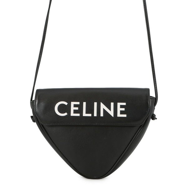 セリーヌ ショルダーバッグ トライアングル ロゴ レザー 19590 CELINE ポシェット 黒