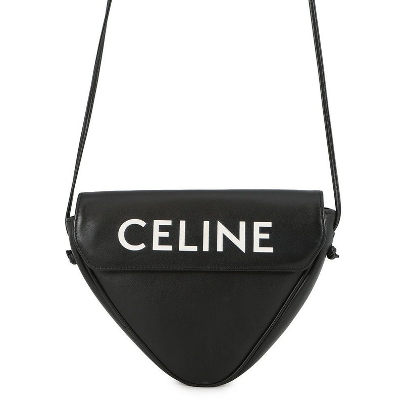セリーヌ ショルダーバッグ トライアングル ロゴ レザー 19590 CELINE ポシェット 黒