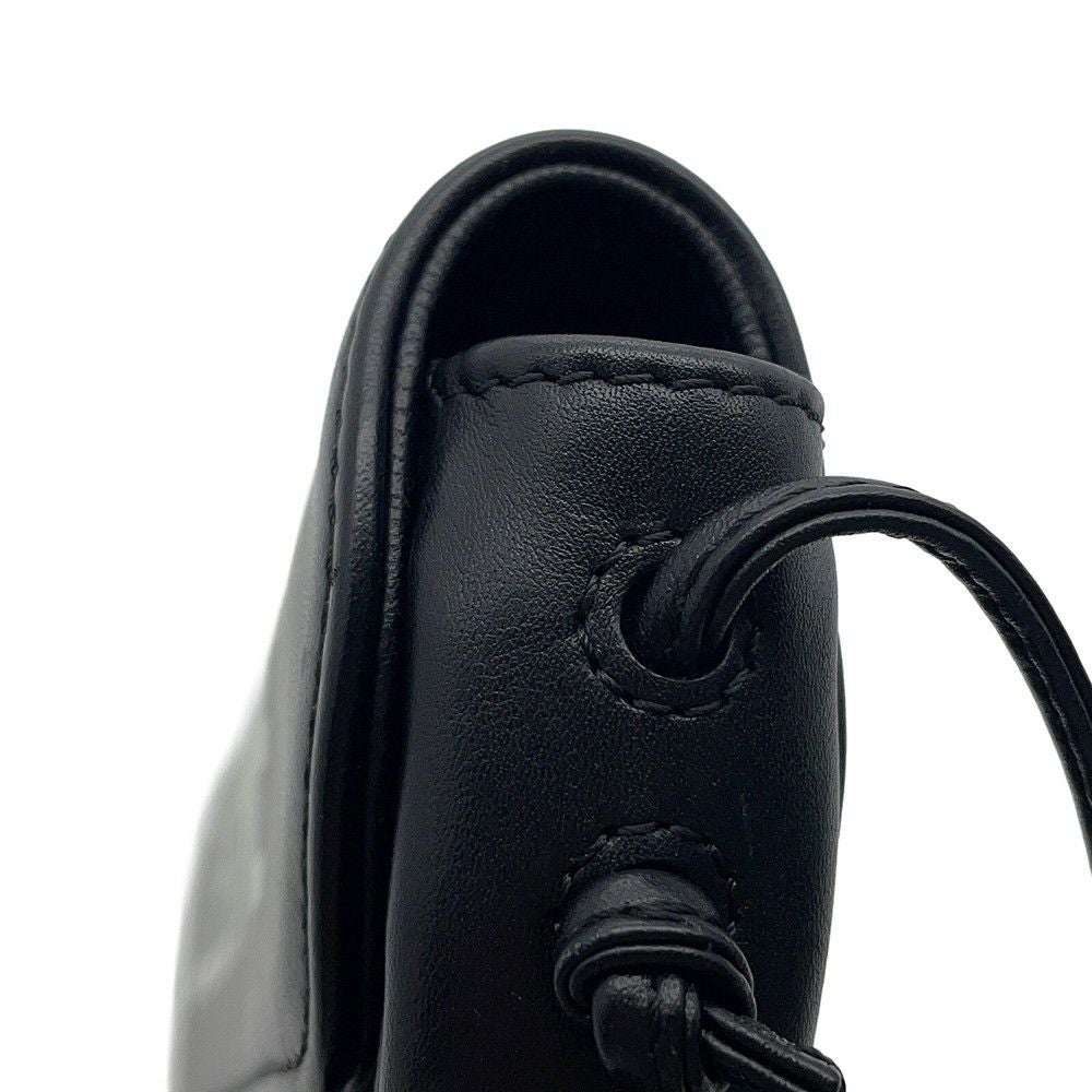 セリーヌ ショルダーバッグ トライアングル ロゴ レザー 19590 CELINE ポシェット 黒 白 CELINE - セリーヌ ショルダーバッグ トライアングル ロゴ レザー