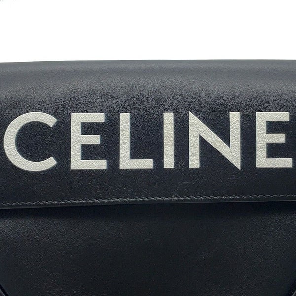 セリーヌ ショルダーバッグ トライアングル ロゴ レザー 19590 CELINE ポシェット 黒