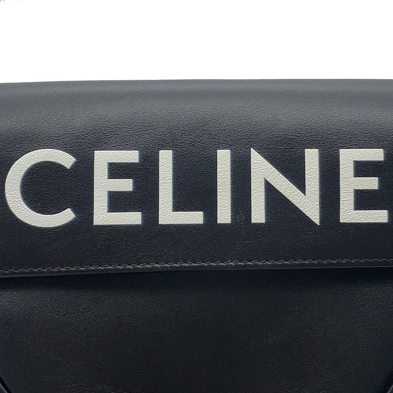 セリーヌ ショルダーバッグ トライアングル ロゴ レザー 19590 CELINE ポシェット 黒