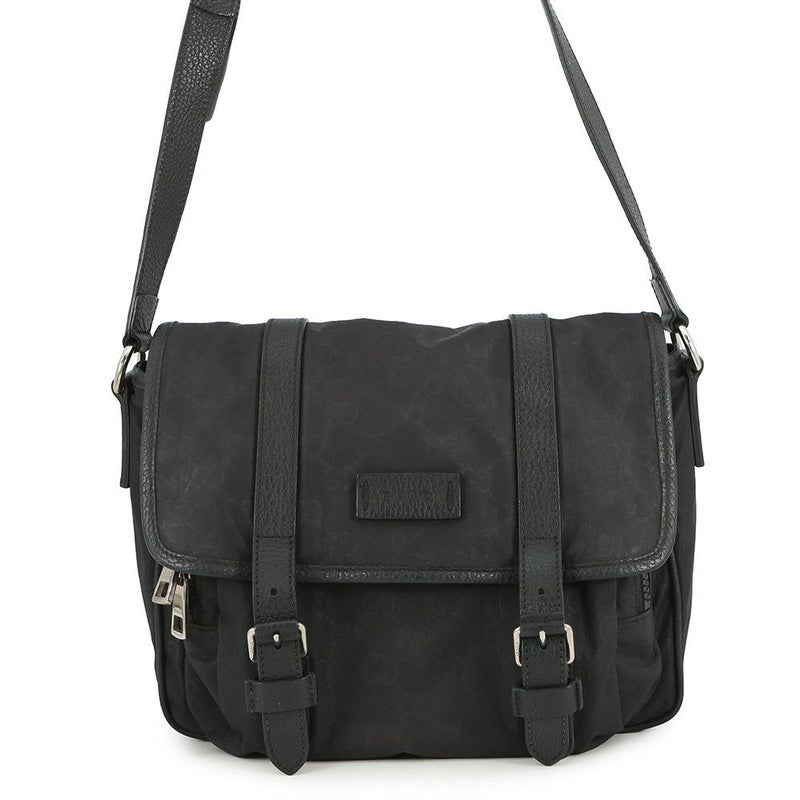 グッチ ショルダーバッグ GGナイロン/レザー メッセンジャーバッグ 510335 GUCCI バッグ 黒 アウトレット品