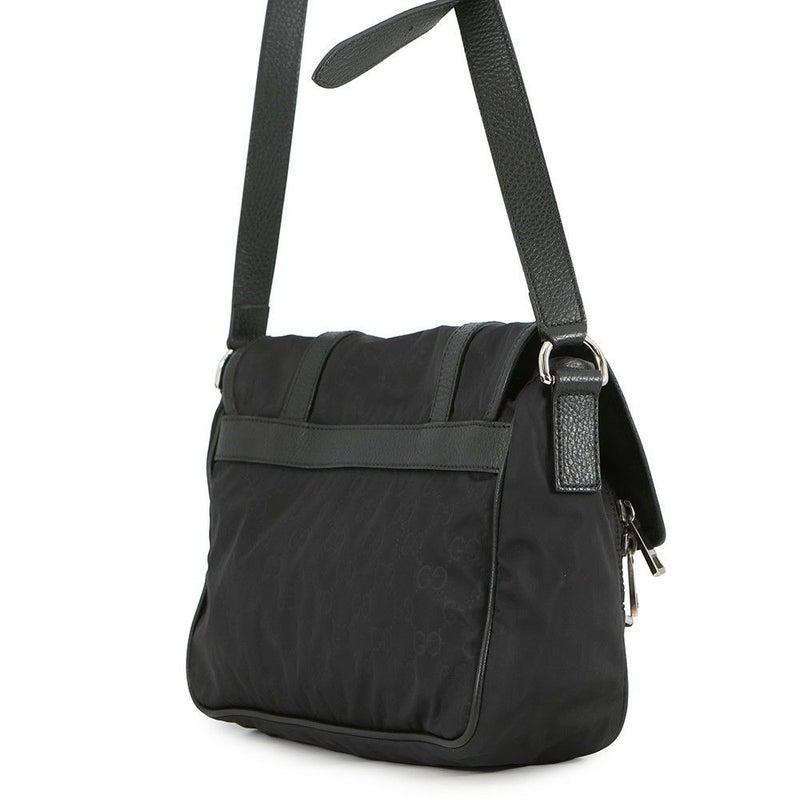 グッチ ショルダーバッグ GGナイロン/レザー メッセンジャーバッグ 510335 GUCCI バッグ 黒 アウトレット品