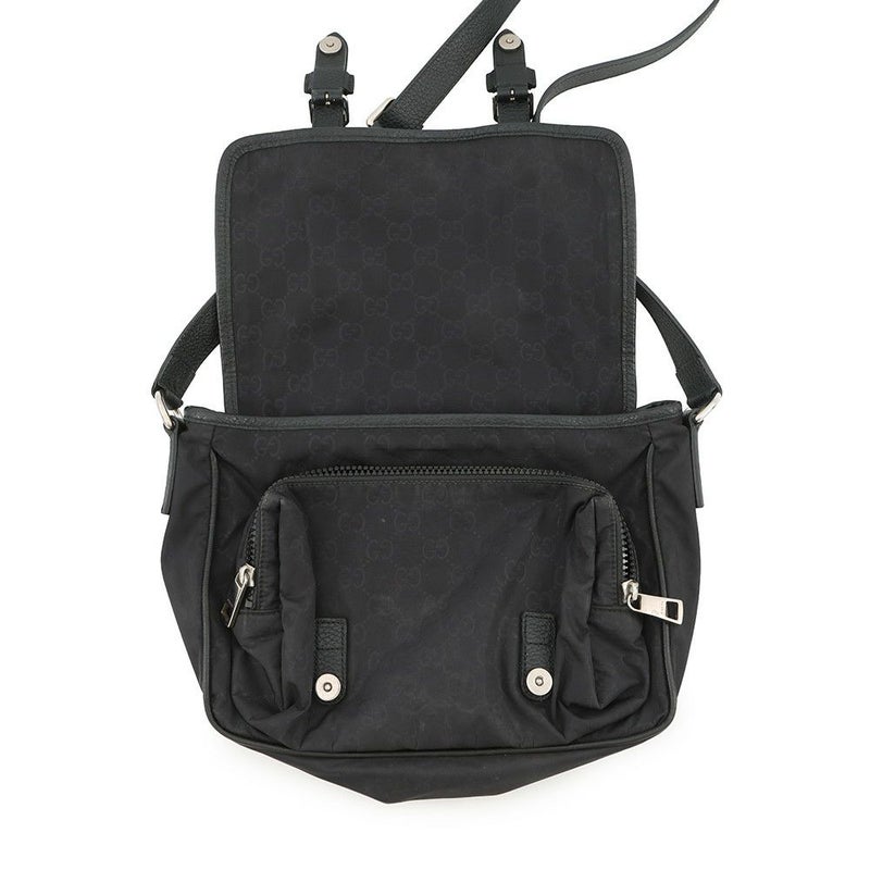 グッチ ショルダーバッグ GGナイロン/レザー メッセンジャーバッグ 510335 GUCCI バッグ 黒 アウトレット品