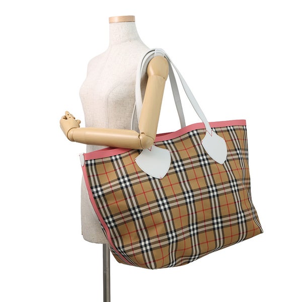 バーバリー トートバッグ ノバチェック リバーシブル キャンバス レザー BURBERRY