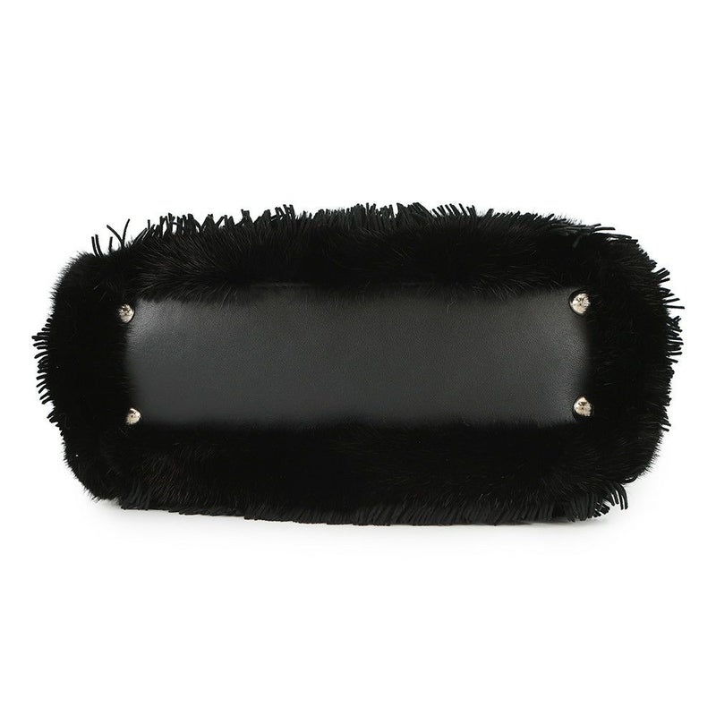 フェンディ ハンドバッグ ピーカブー ミニ  ファー/レザー 8BN244 FENDI 2wayショルダーバッグ 黒