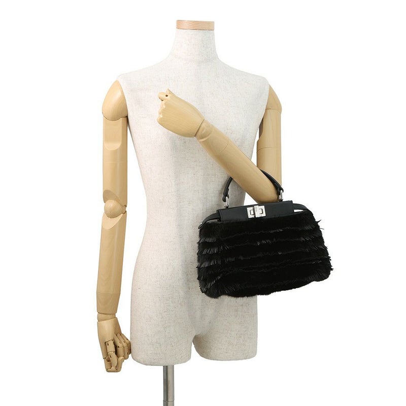 フェンディ ハンドバッグ ピーカブー ミニ  ファー/レザー 8BN244 FENDI 2wayショルダーバッグ 黒