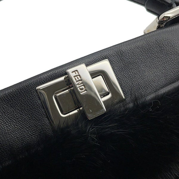 フェンディ ハンドバッグ ピーカブー ミニ  ファー/レザー 8BN244 FENDI 2wayショルダーバッグ 黒