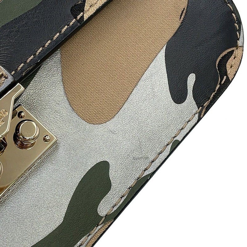 ヴァレンティノ・ガラヴァーニ チェーンショルダーバッグ グラムロック カモフラージュ キャンバス レザー VALENTINO