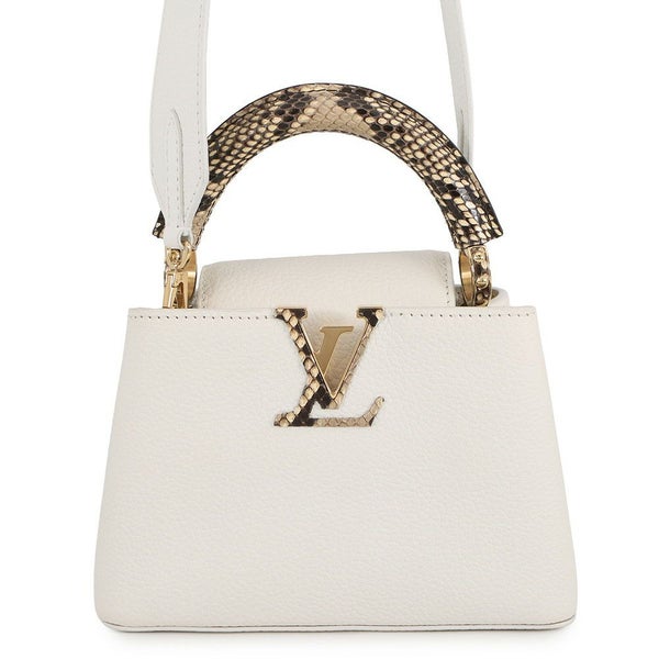 ルイヴィトン ハンドバッグ トリヨンレザー/パイソン カプシーヌMINI N98477 LOUIS VUITTON 2way 白