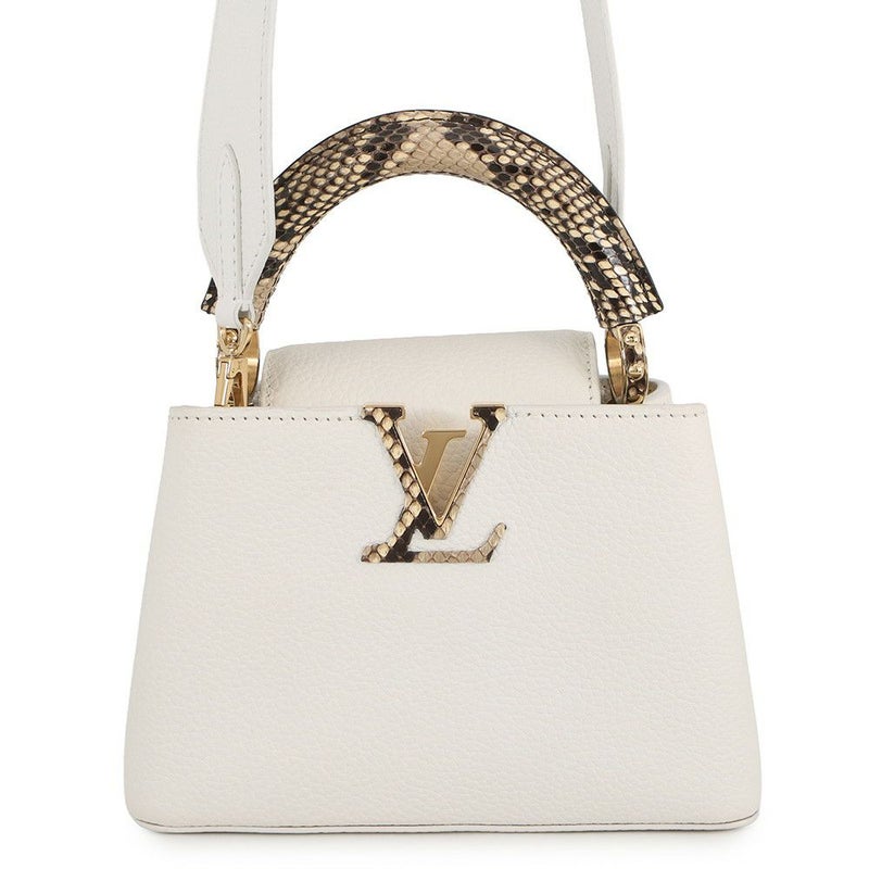 ルイヴィトン ハンドバッグ トリヨンレザー/パイソン カプシーヌMINI N98477 LOUIS VUITTON 2way 白