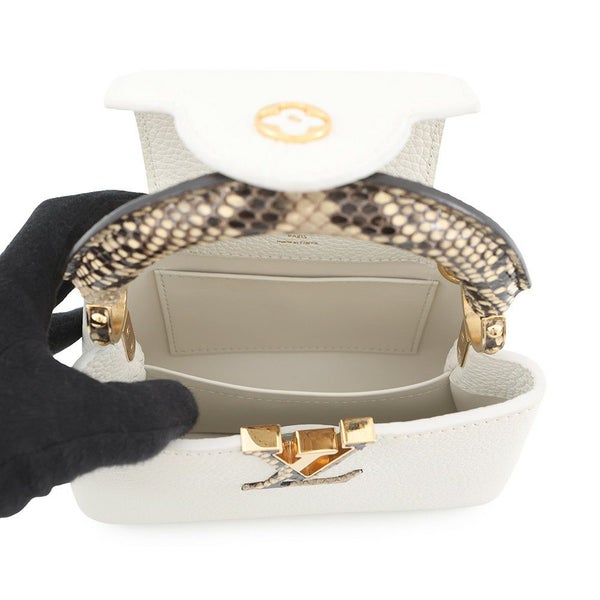 ルイヴィトン ハンドバッグ トリヨンレザー/パイソン カプシーヌMINI N98477 LOUIS VUITTON 2way 白