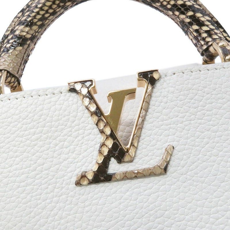 ルイヴィトン ハンドバッグ トリヨンレザー/パイソン カプシーヌMINI N98477 LOUIS VUITTON 2way 白