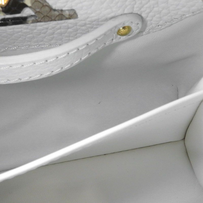 ルイヴィトン ハンドバッグ トリヨンレザー/パイソン カプシーヌMINI N98477 LOUIS VUITTON 2way 白