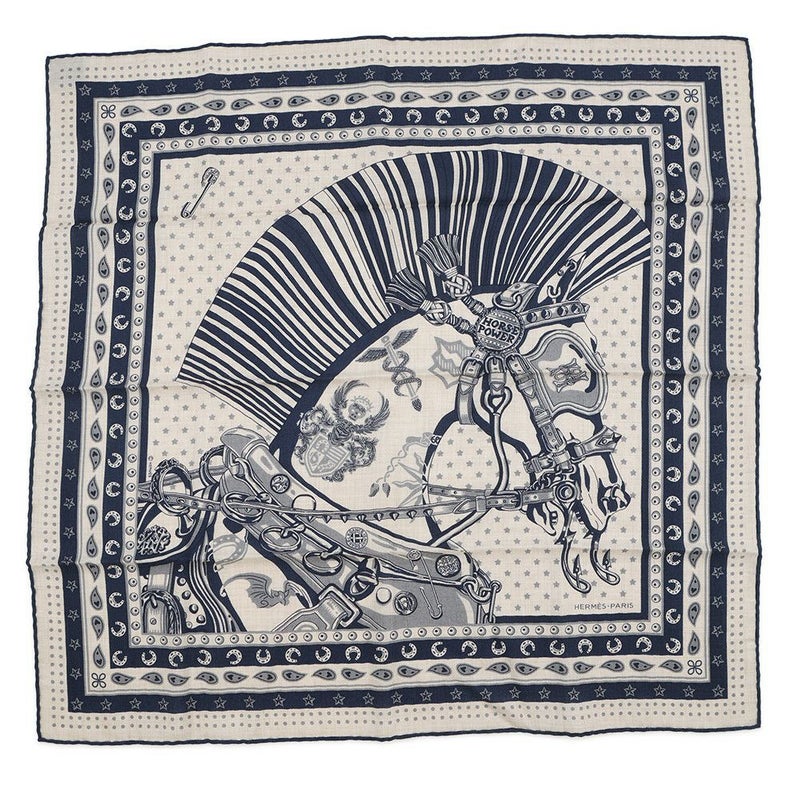 エルメス スカーフ カレH65 シュヴァル・パンク・バンダナ CHEVAL PUNK BANDANA HERMES カシミヤ シルク 2024春夏